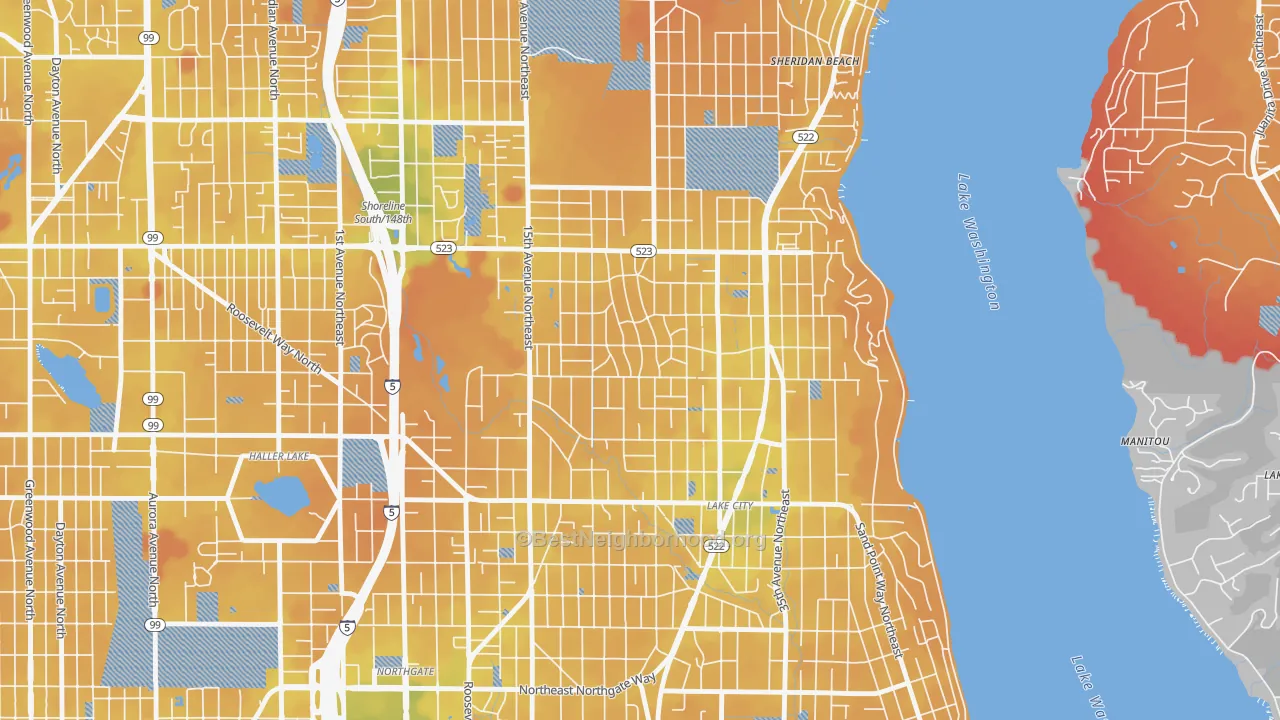 Transit Grade map of Olympic Hills, Seattle, WA