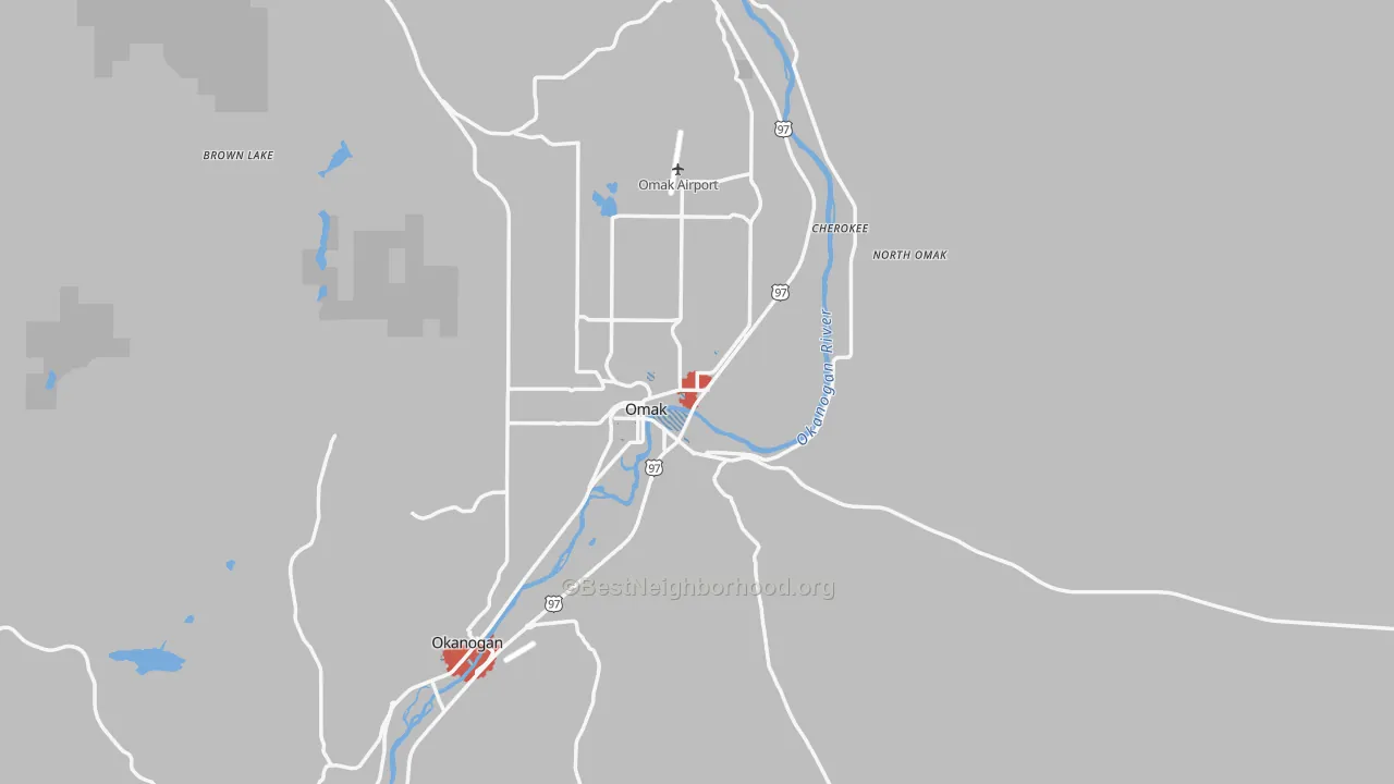 Transit Grade map of Omak, WA