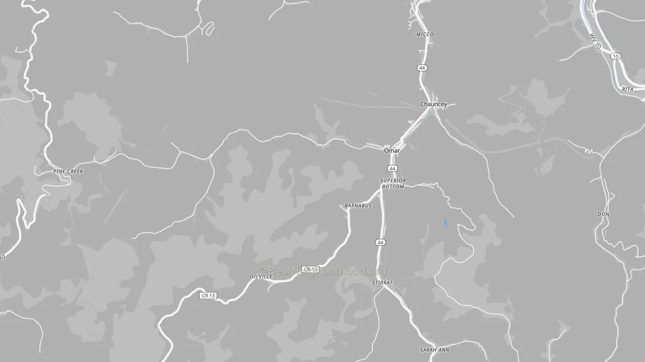 Transit Grade map of Omar, WV