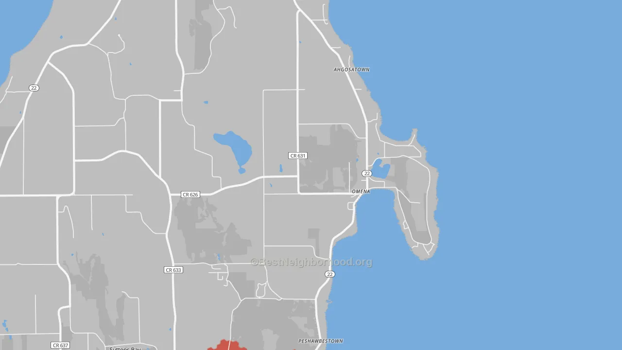 Transit Grade map of Omena, MI