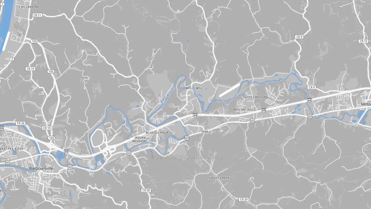 Transit Grade map of Ona, WV