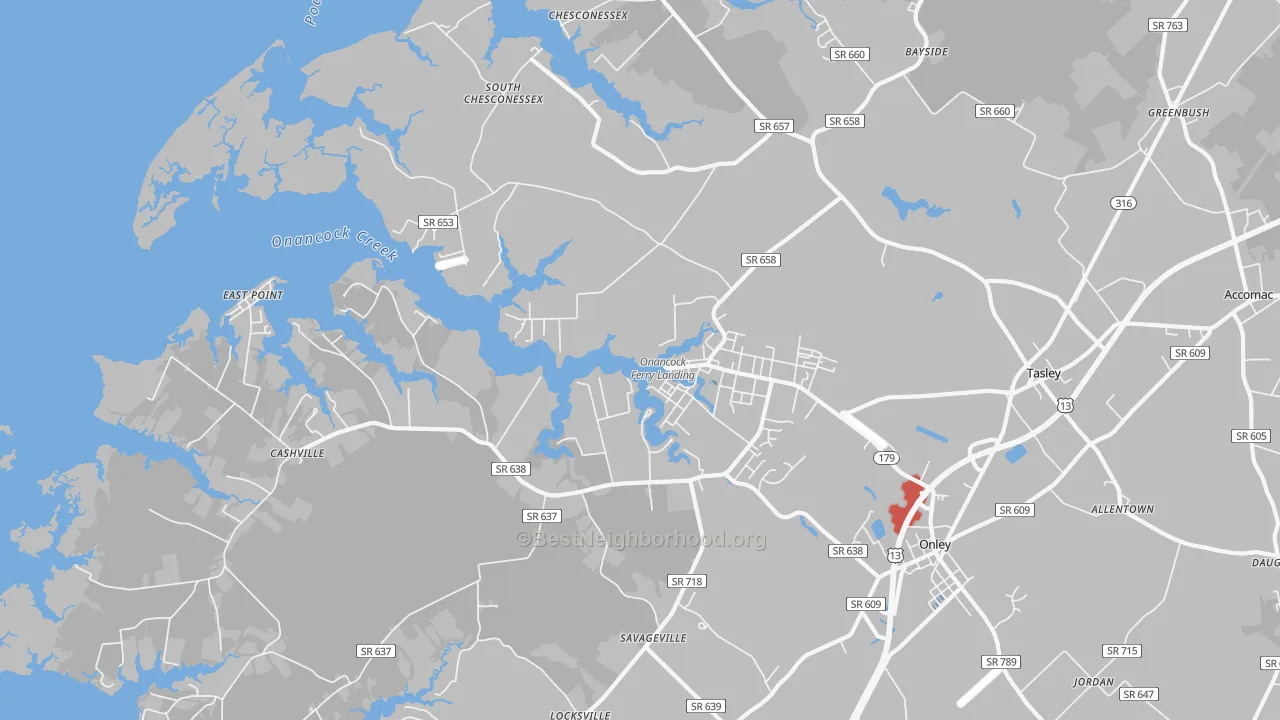 Transit Grade map of Onancock, VA