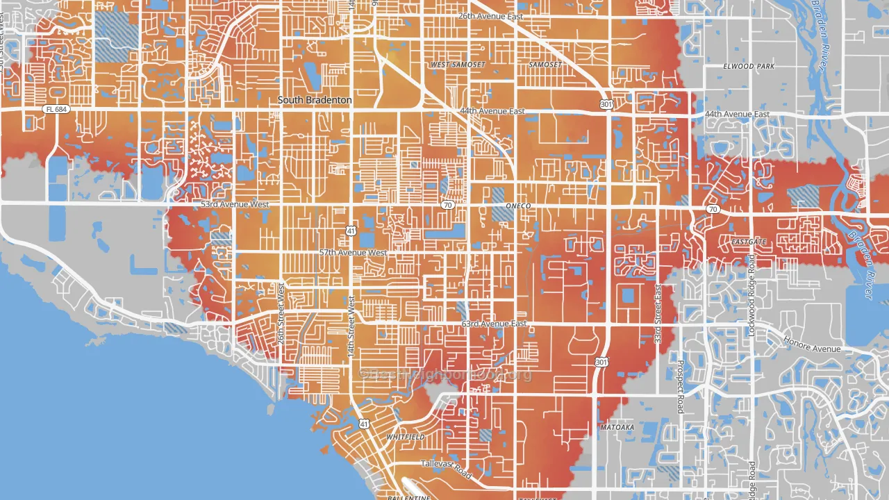 Transit Grade map of Oneco, Bradenton, FL