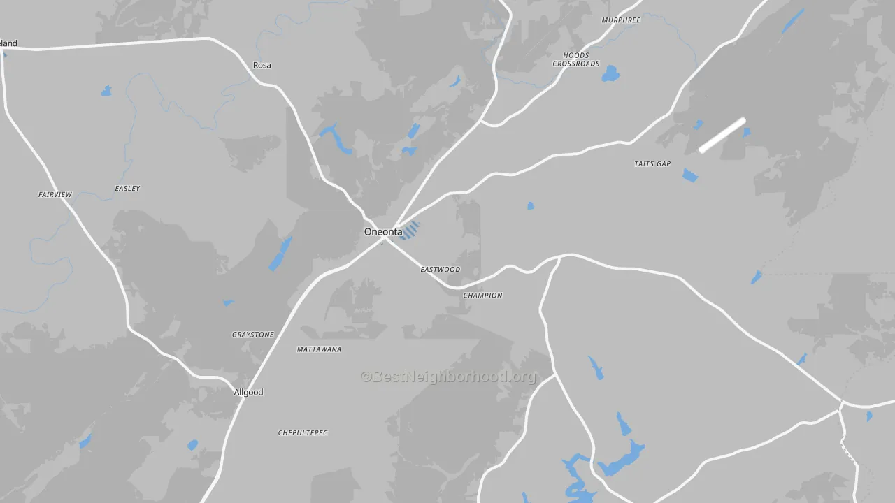 Transit Grade map of Oneonta, AL