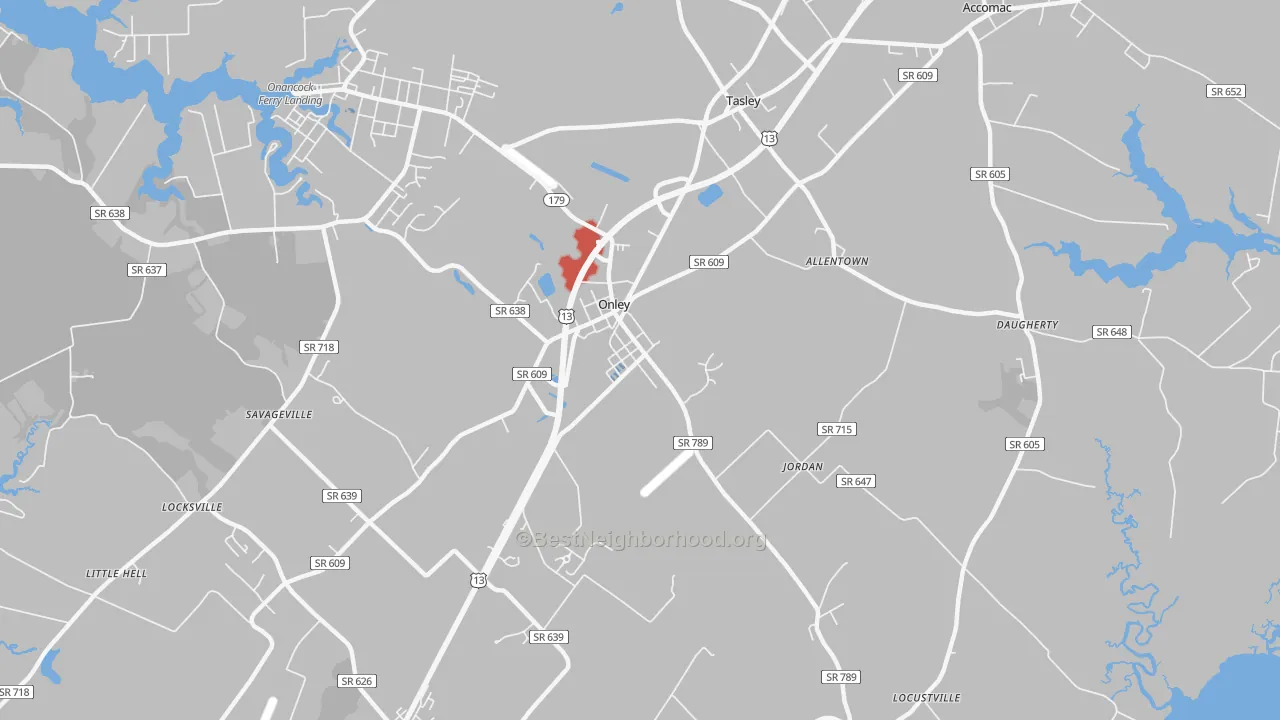 Transit Grade map of Onley, VA