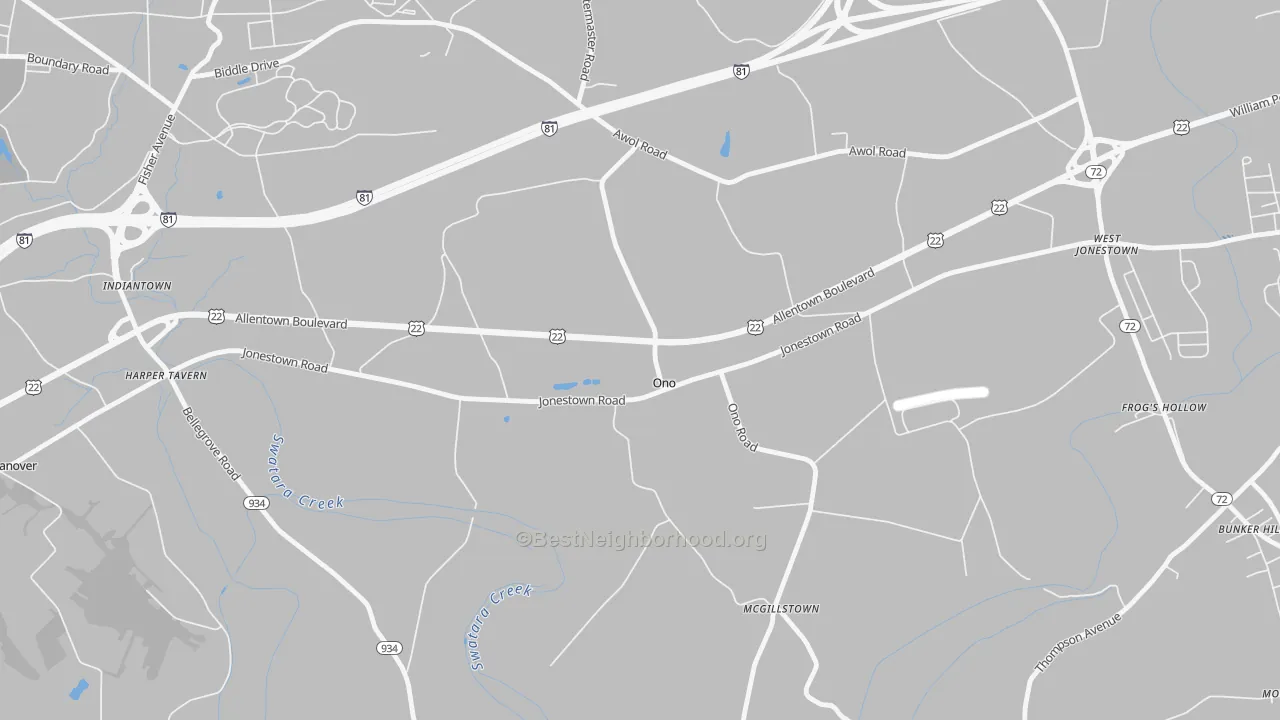 Transit Grade map of Ono, PA