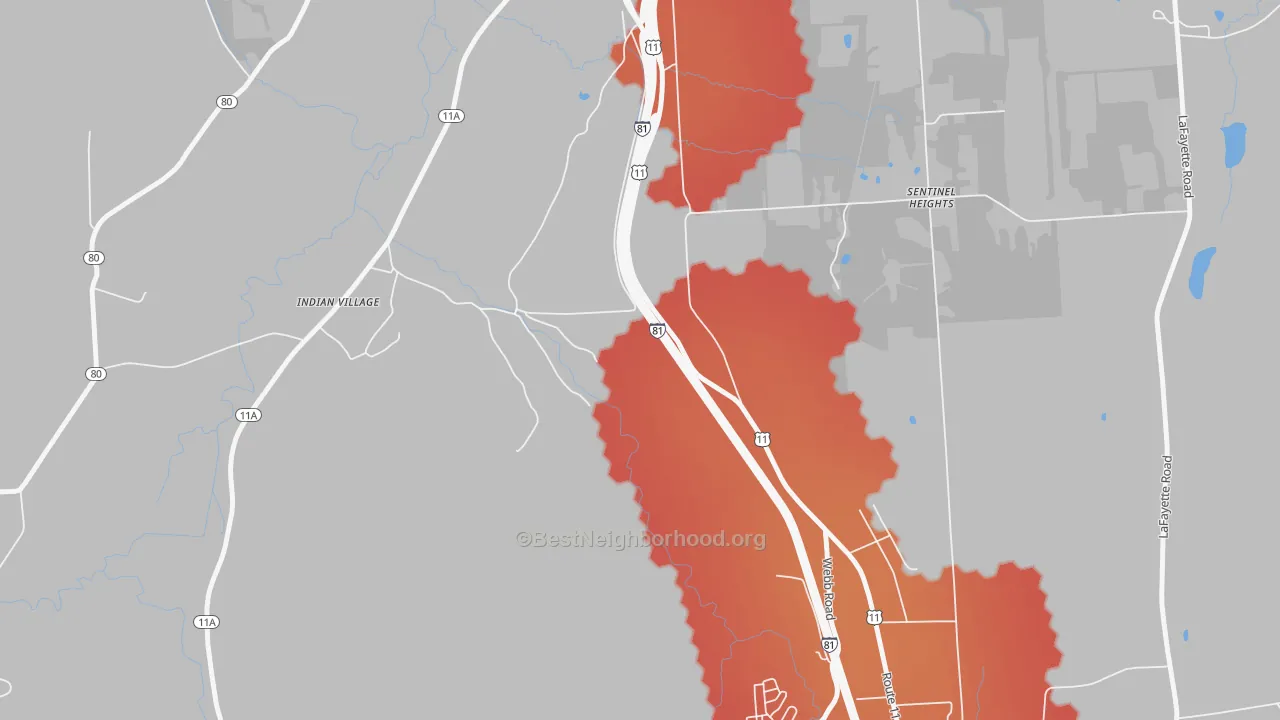 Transit Grade map of Onondaga, NY