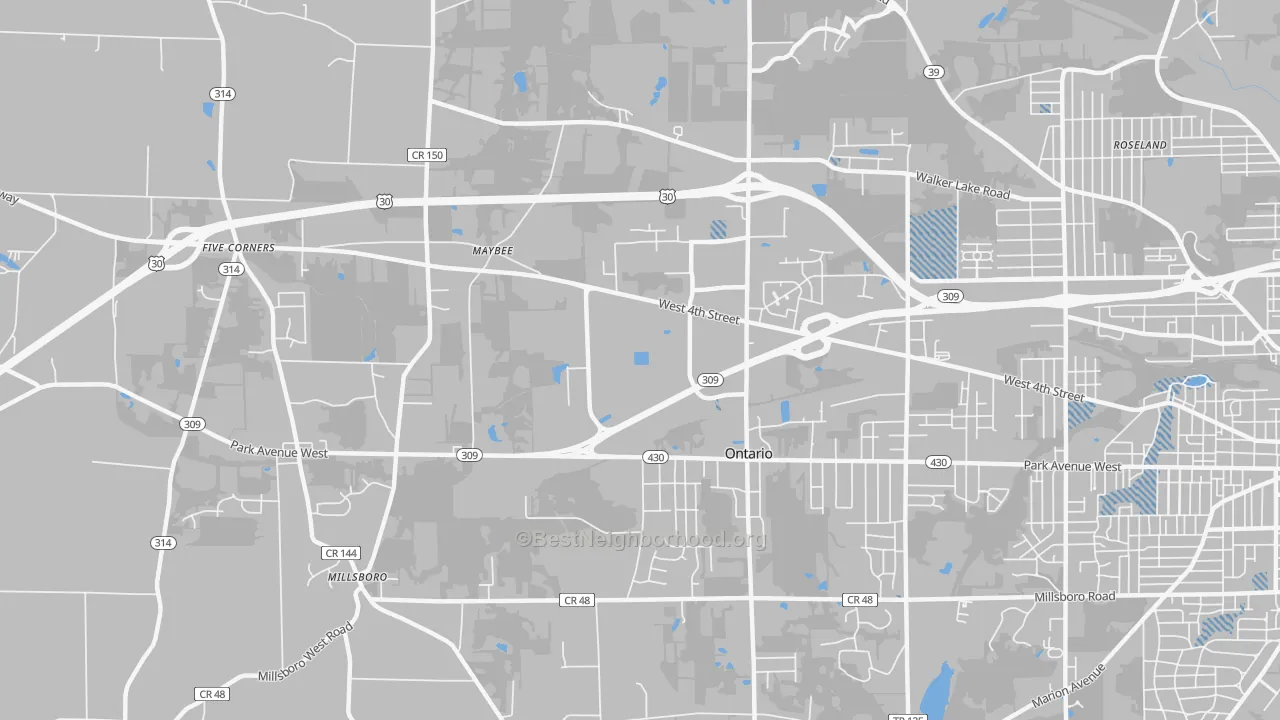 Transit Grade map of Ontario, OH