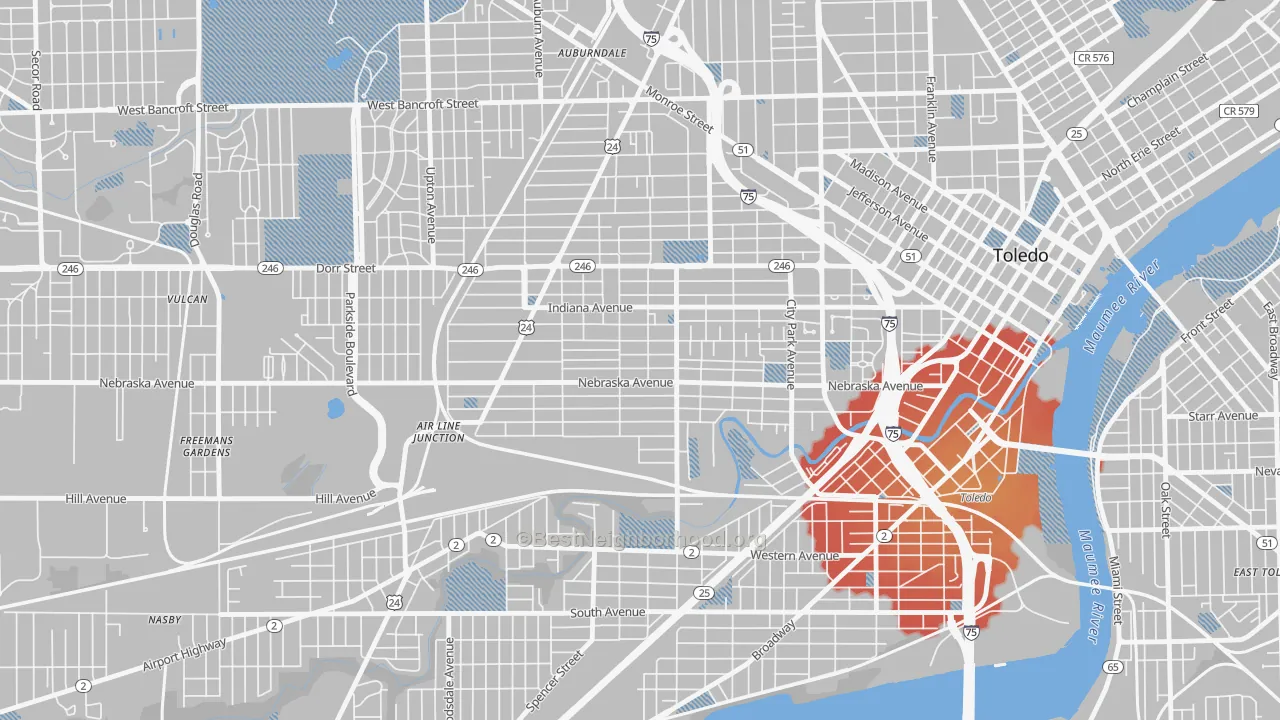 Transit Grade map of Onyx, Toledo, OH