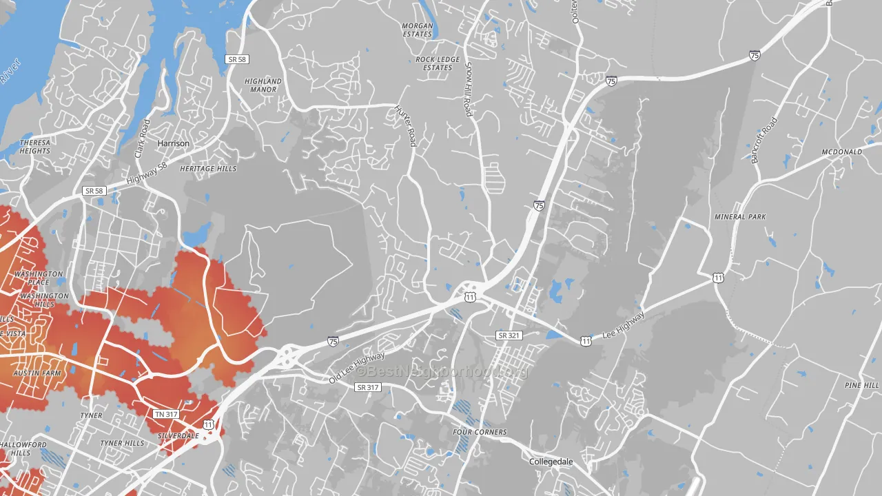 Transit Grade map of Ooltewah, TN