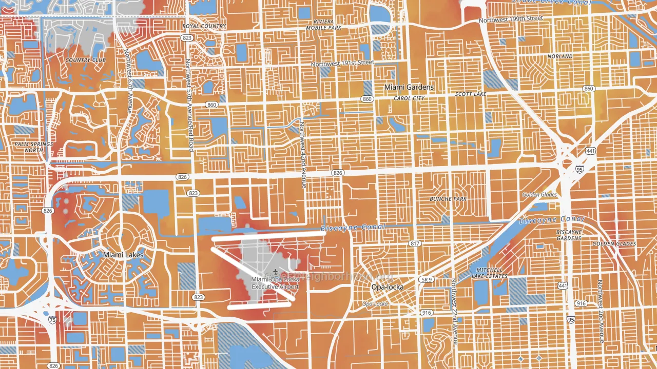 Transit Grade map of Opa-Locka, FL