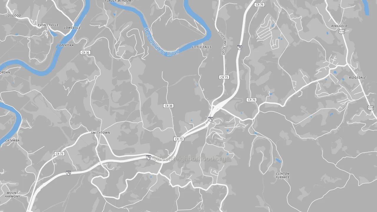 Transit Grade map of Opekiska, WV
