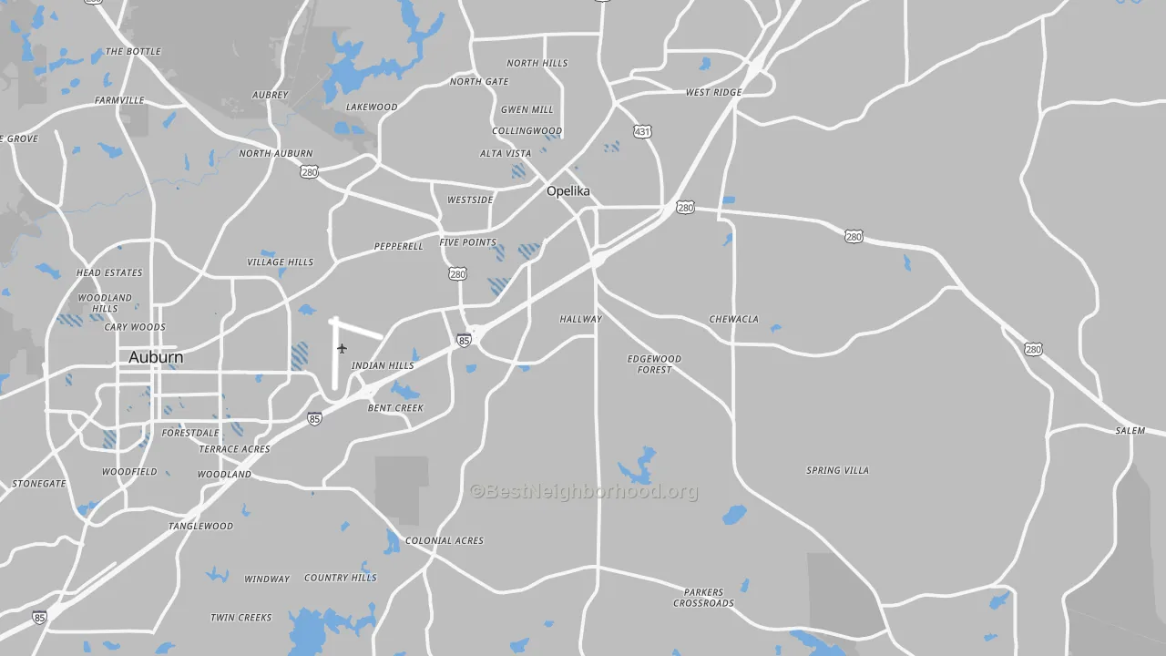 Transit Grade map of Opelika, AL