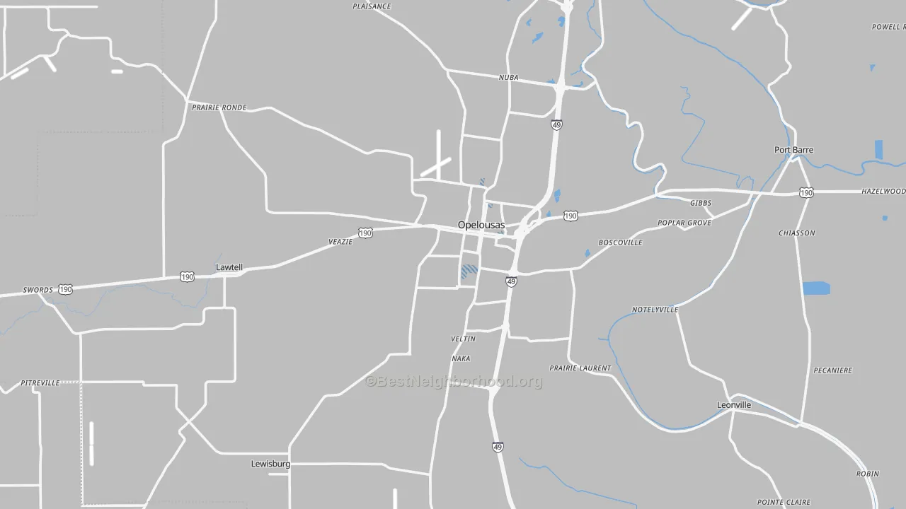 Transit Grade map of Opelousas, LA