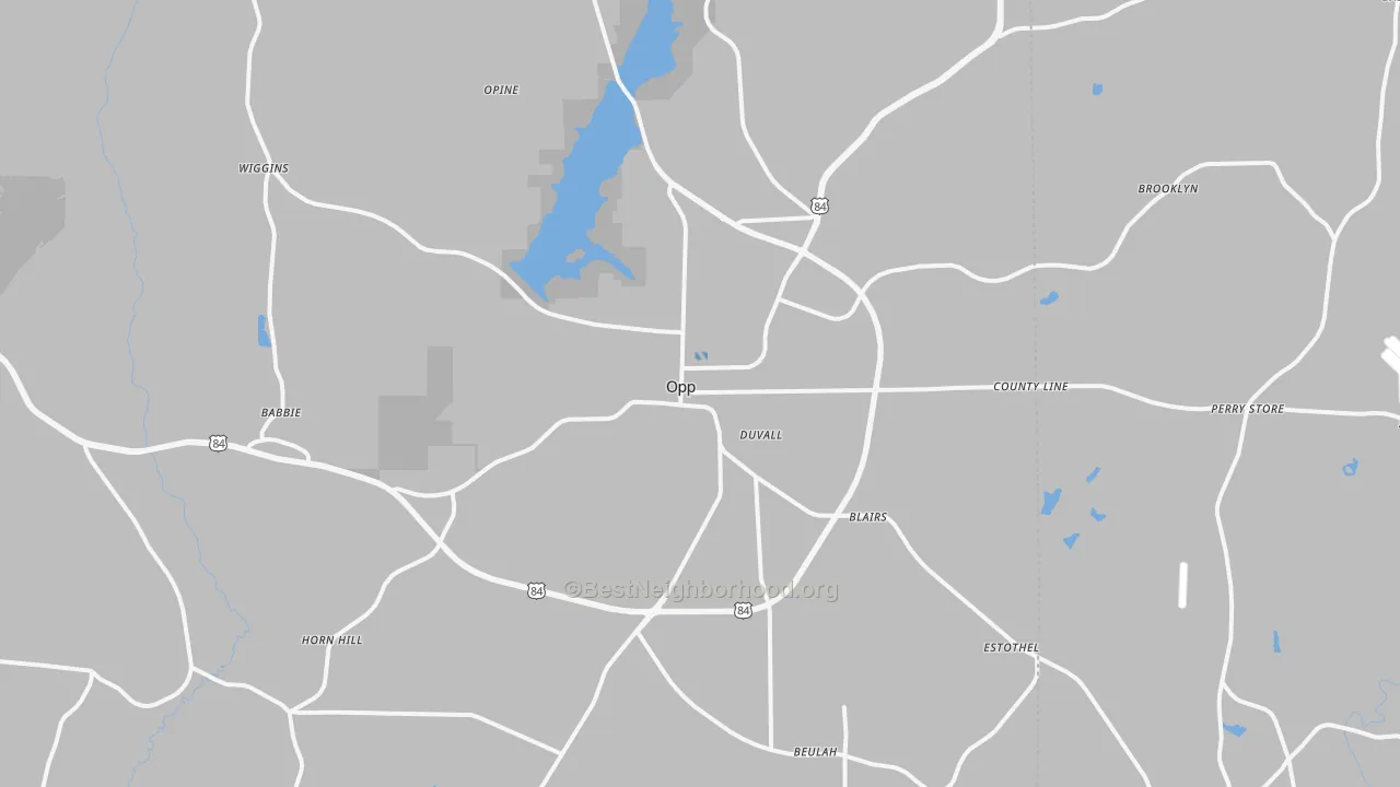 Transit Grade map of Opp, AL