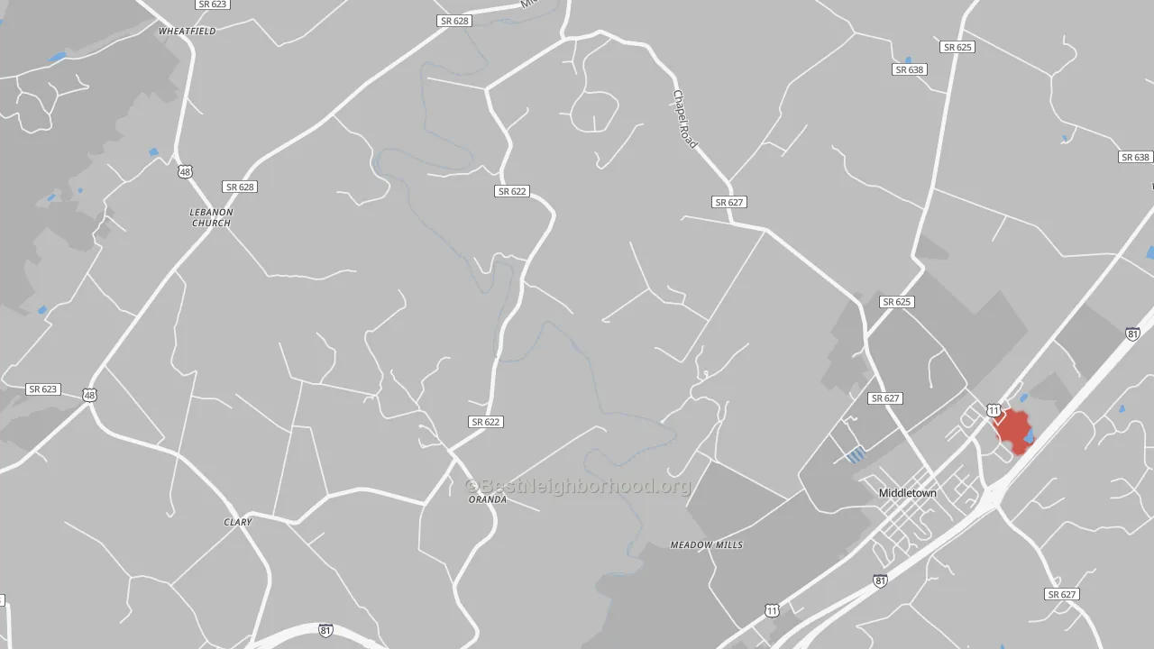 Transit Grade map of Oranda, VA