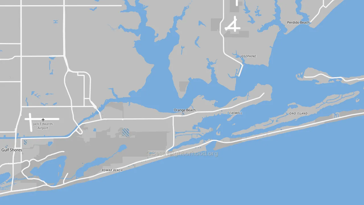 Transit Grade map of Orange Beach, AL