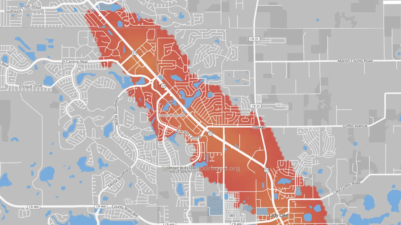Transit Grade map of Orange Blossom Gardens, Lady Lake, FL