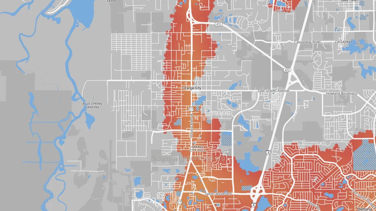 Transit Grade map of Orange City, FL