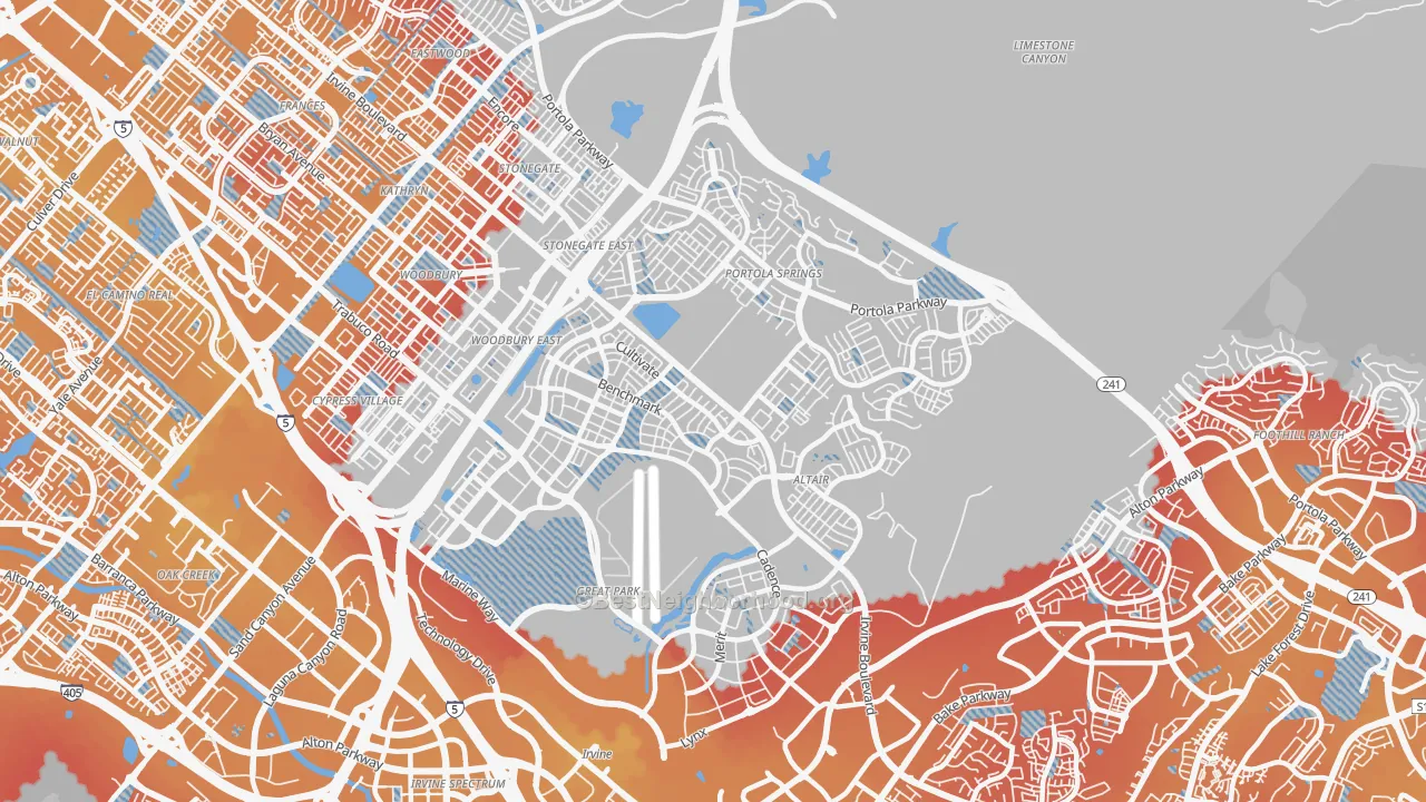 Transit Grade map of Orange County Great Park, Irvine, CA