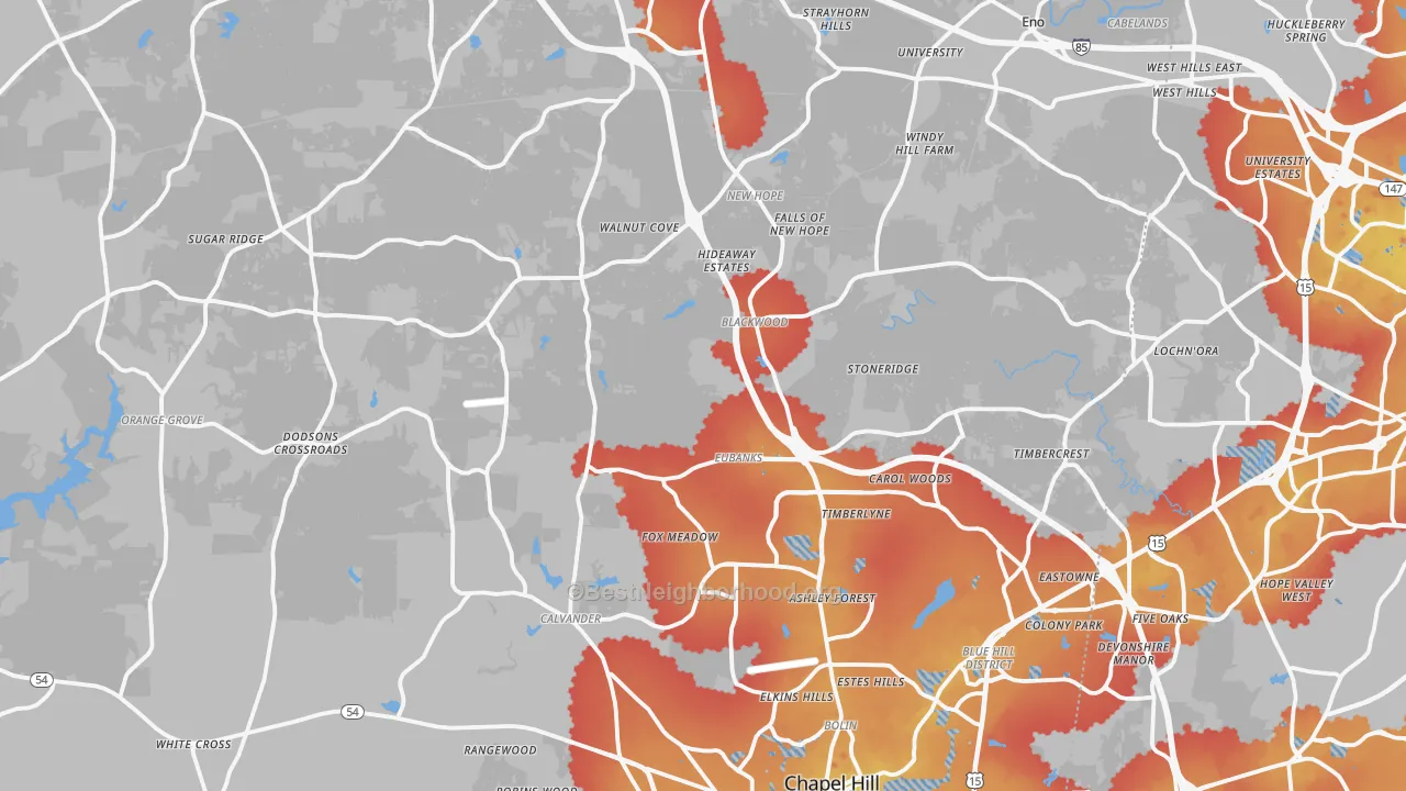 Transit Grade map of Orange County, NC
