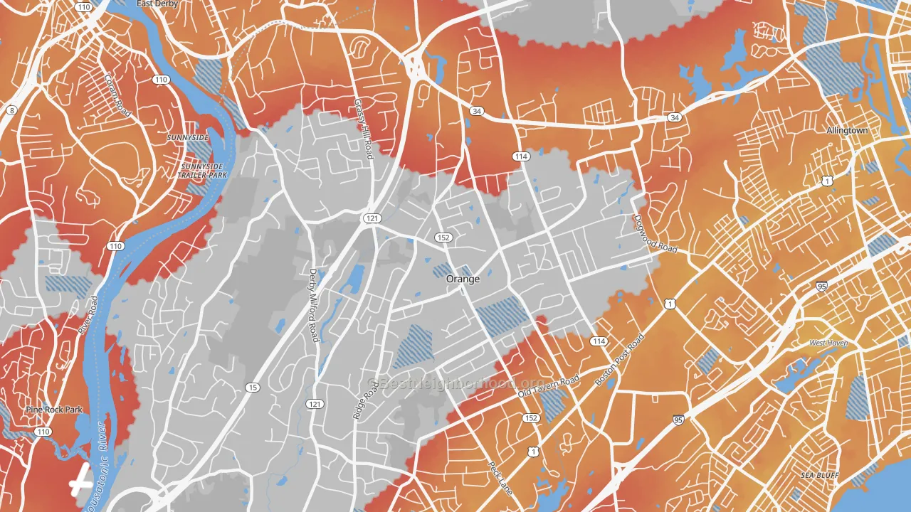 Transit Grade map of Orange, CT