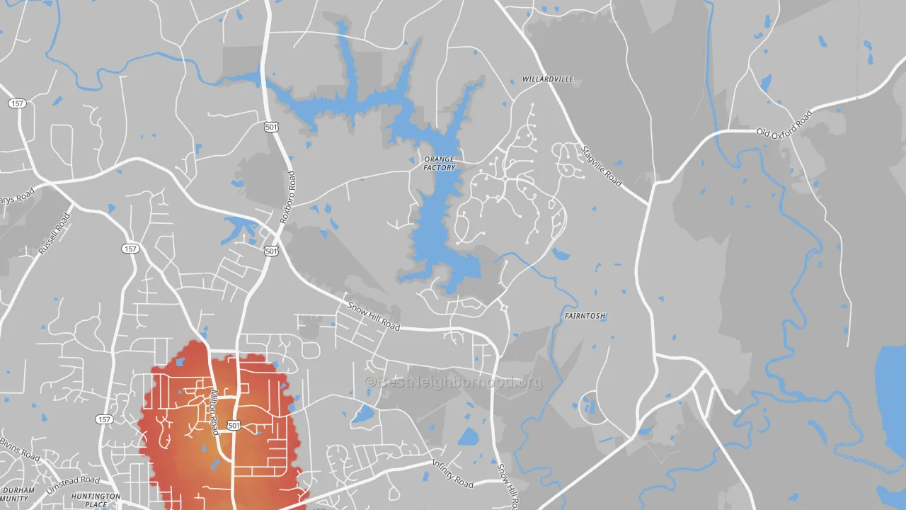 Transit Grade map of Orange Factory, NC