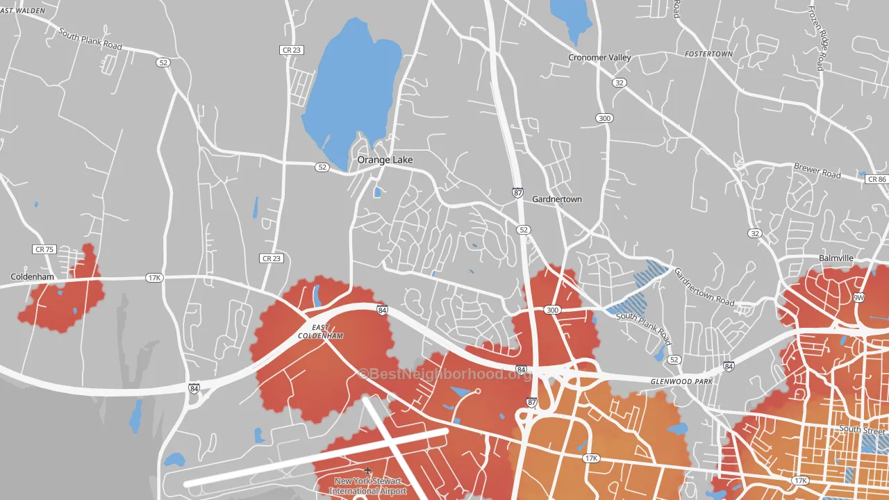 Transit Grade map of Orange Lake, NY