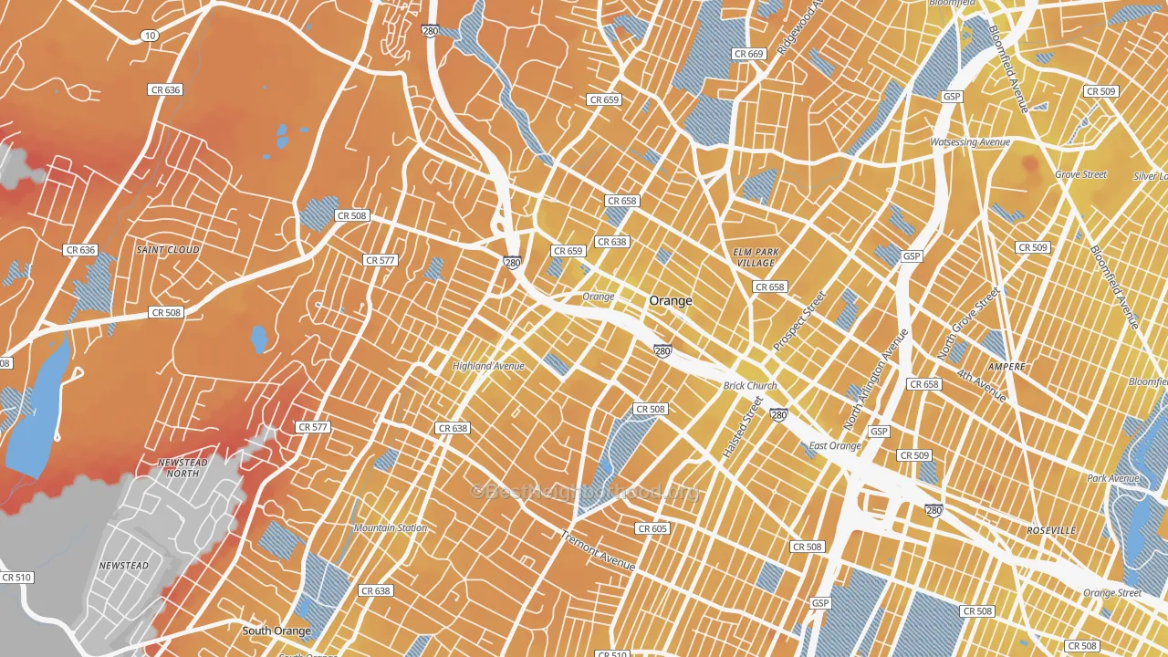 Transit Grade map of Orange, NJ