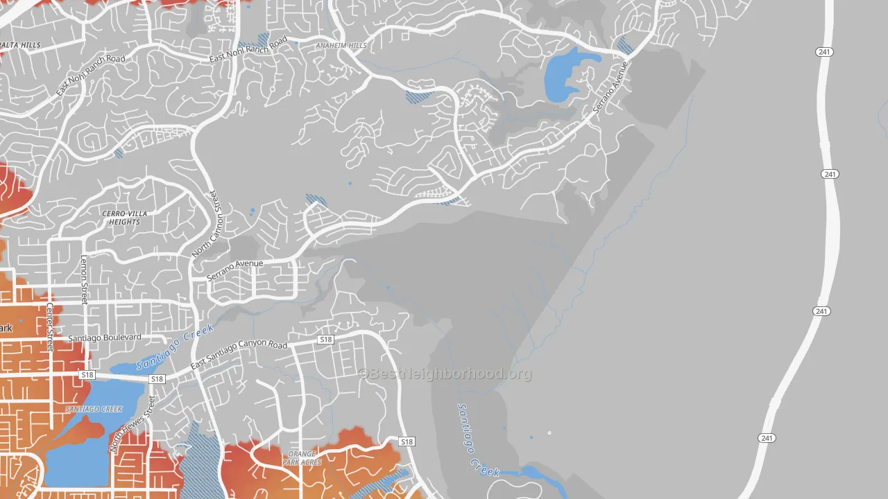 Transit Grade map of Orange Park Acres, CA