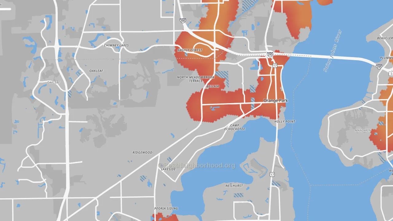 Transit Grade map of Orange Park, FL