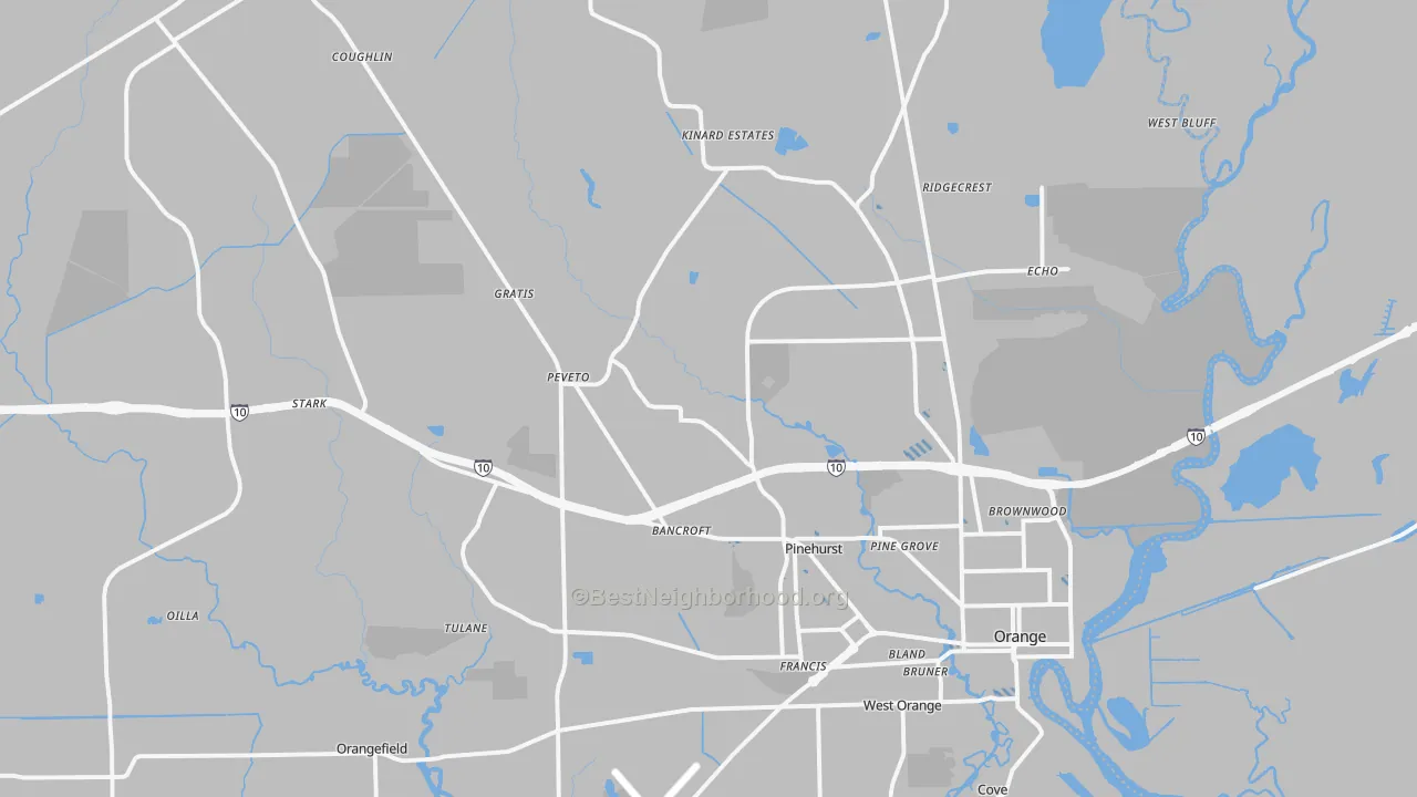 Transit Grade map of Orange, TX