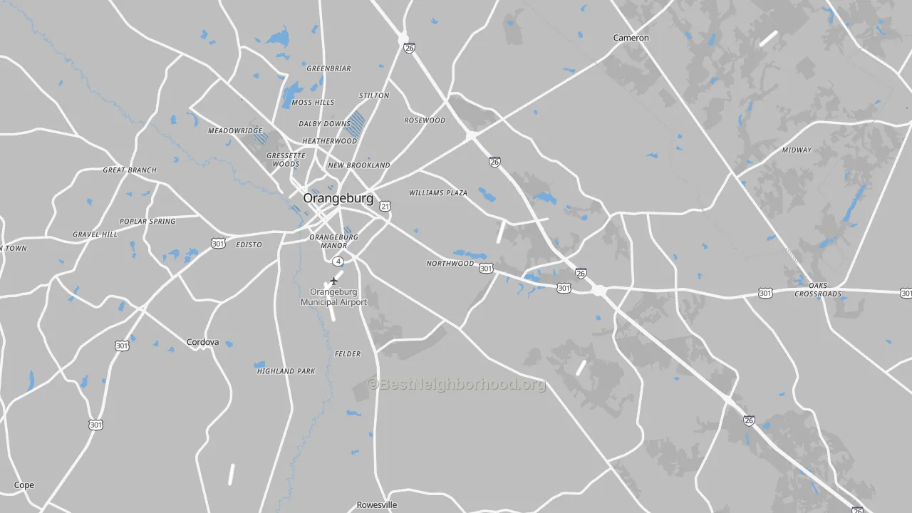 Transit Grade map of Orangeburg County, SC