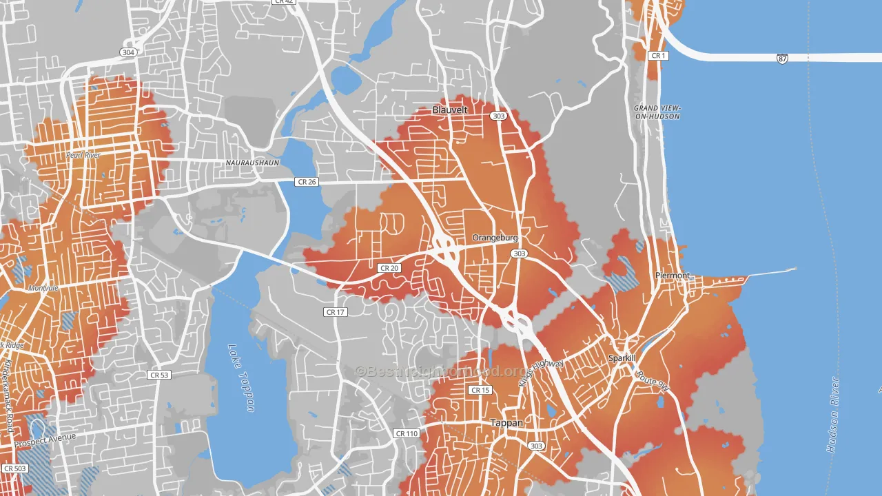 Transit Grade map of Orangeburg, NY