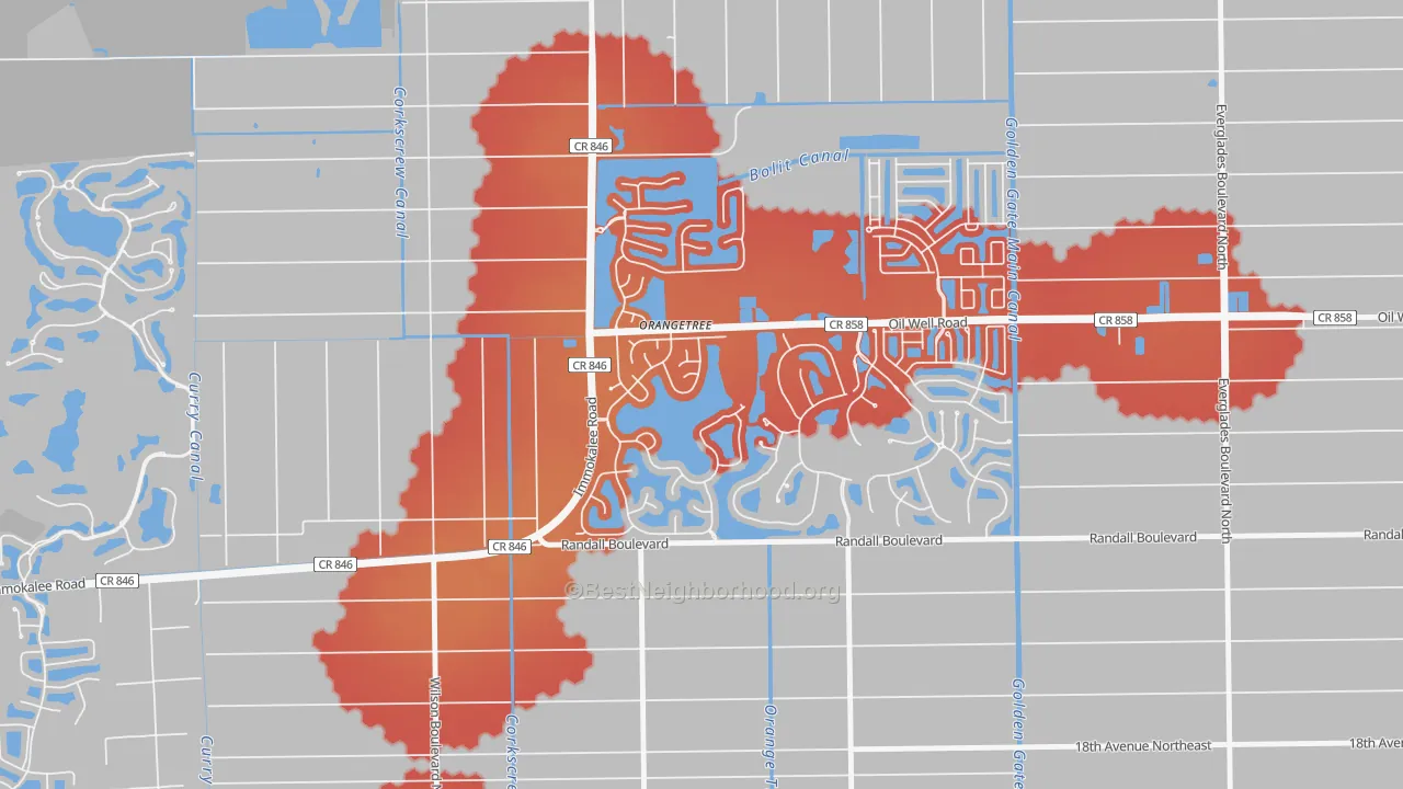 Transit Grade map of Orangetree, Naples, FL