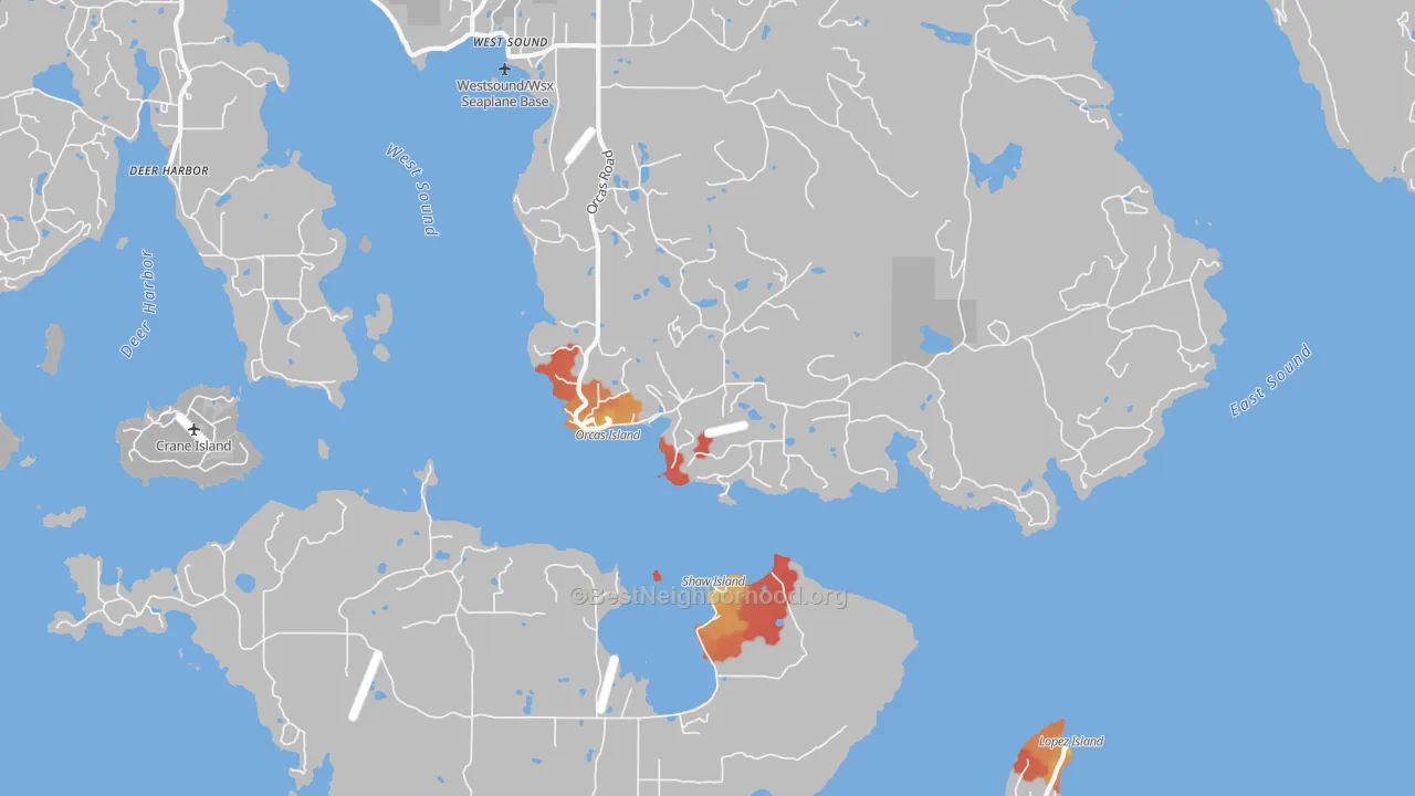 Transit Grade map of Orcas, WA
