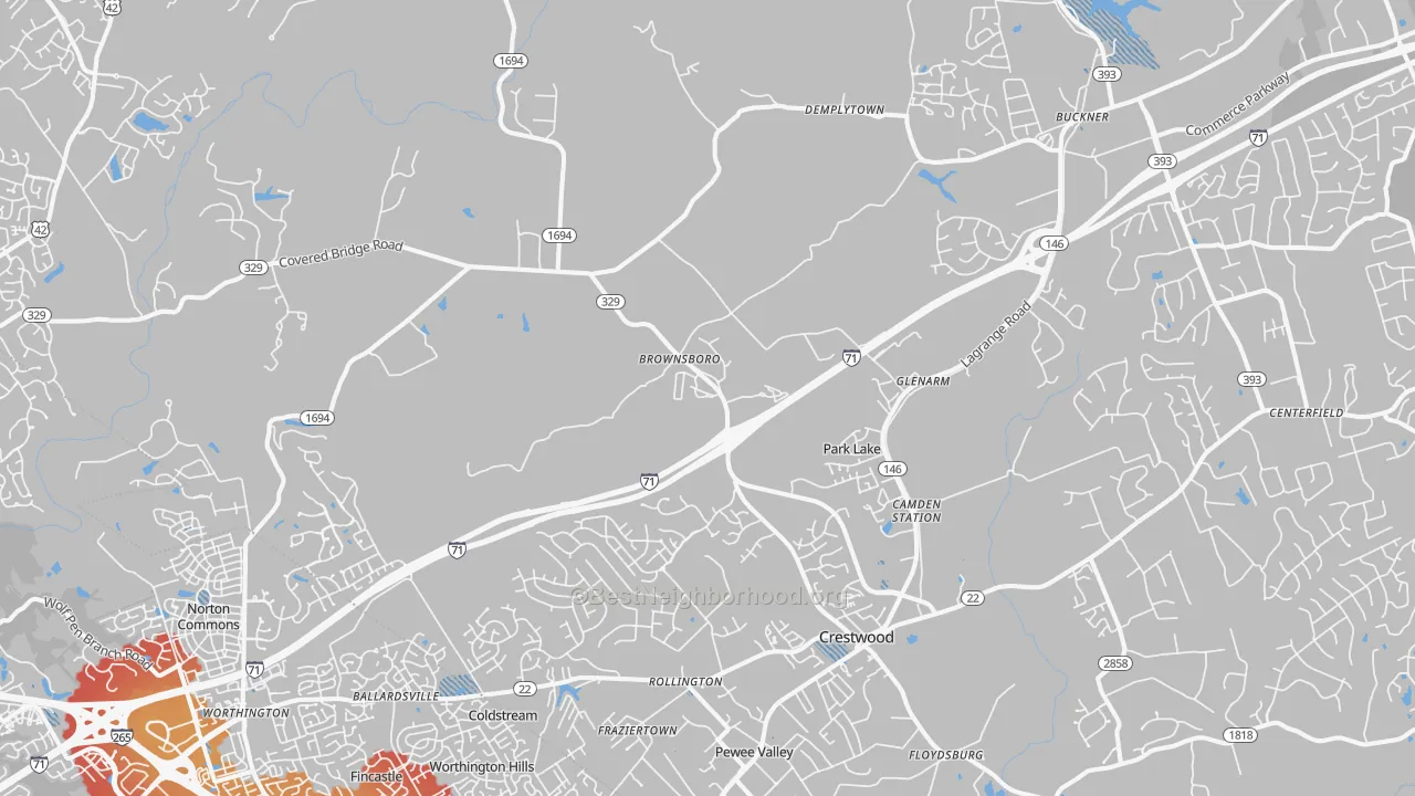 Transit Grade map of Orchard Grass Hills, KY