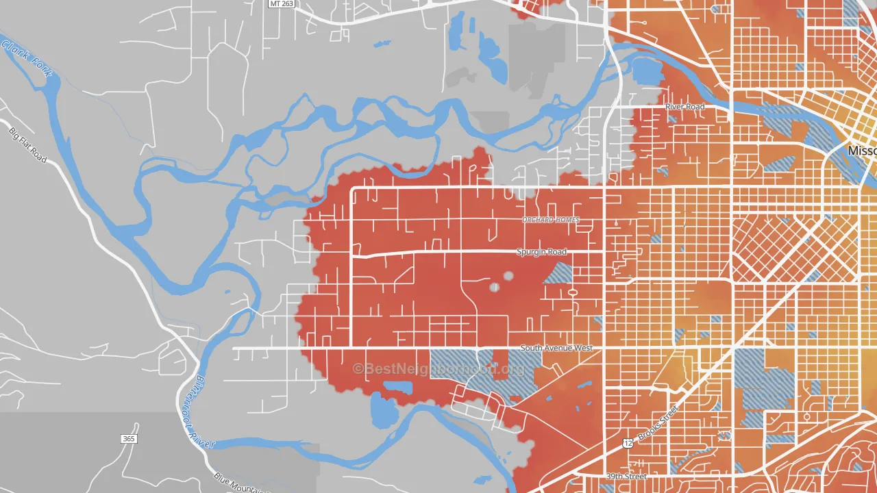 Transit Grade map of Orchard Homes, MT