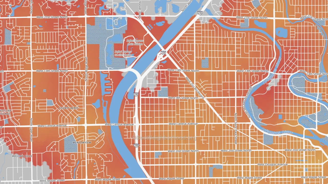 Transit Grade map of Orchard Park, Wichita, KS