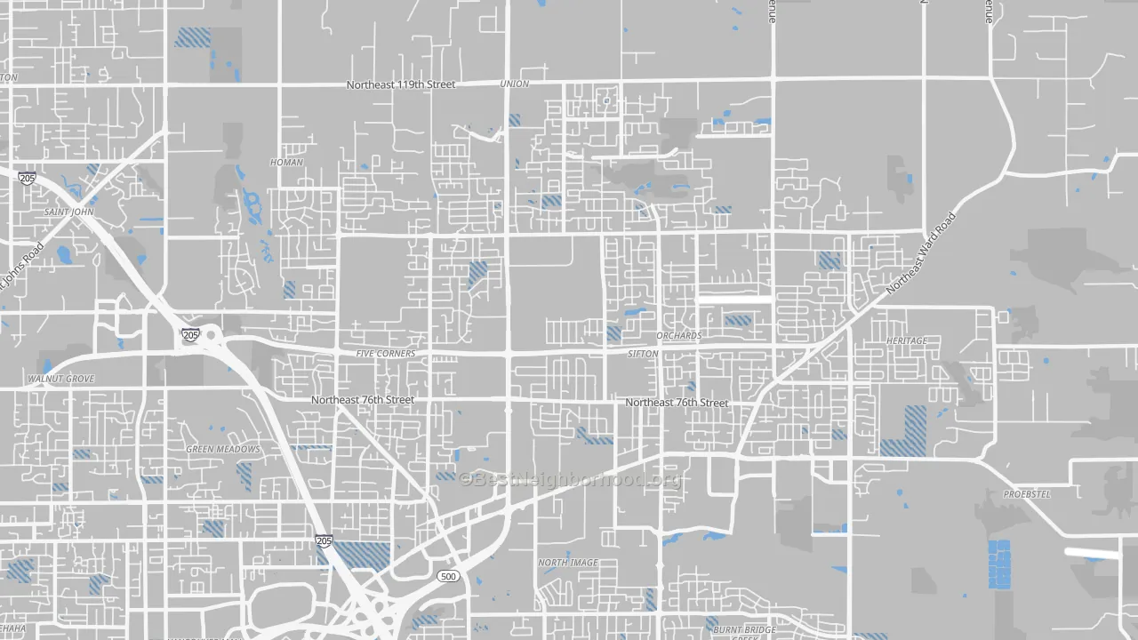 Transit Grade map of Orchards Area, Orchards, WA