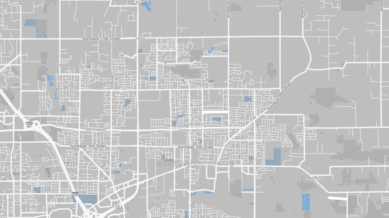 Transit Grade map of Orchards, WA
