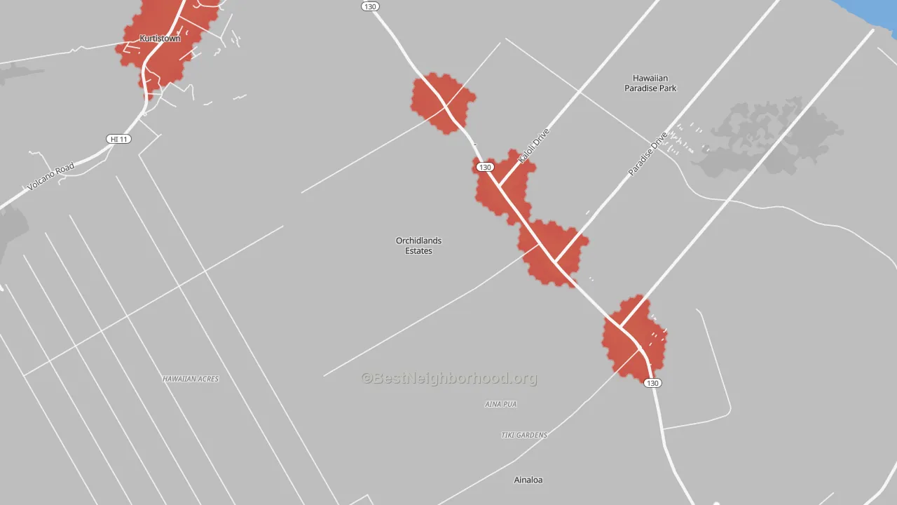 Transit Grade map of Orchidlands Estates, Keaau, HI