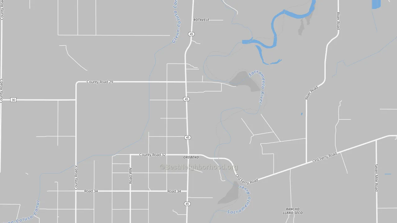 Transit Grade map of Ordbend, CA