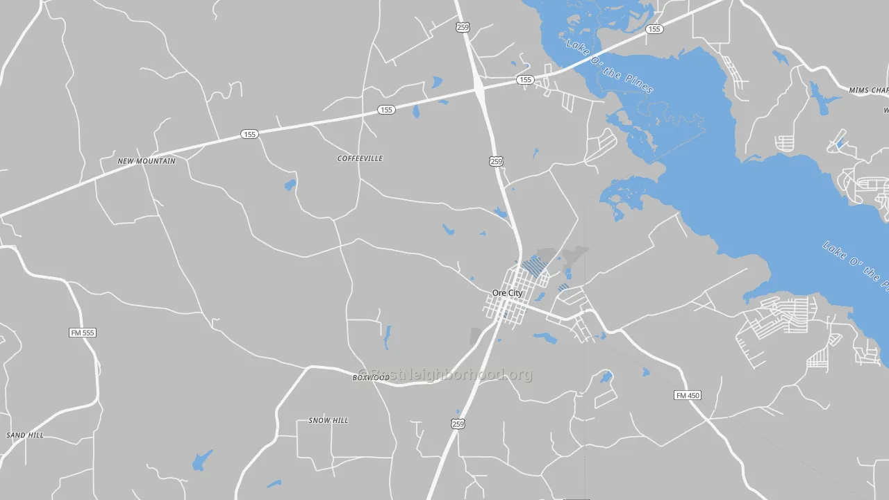 Transit Grade map of Ore City, TX