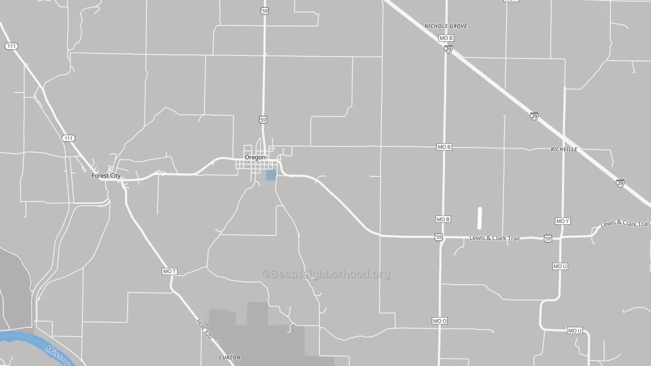 Transit Grade map of Oregon, MO