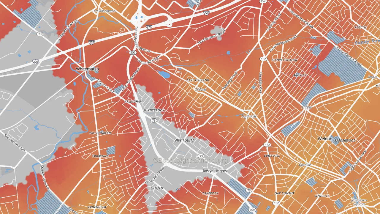 Transit Grade map of Oreland, PA