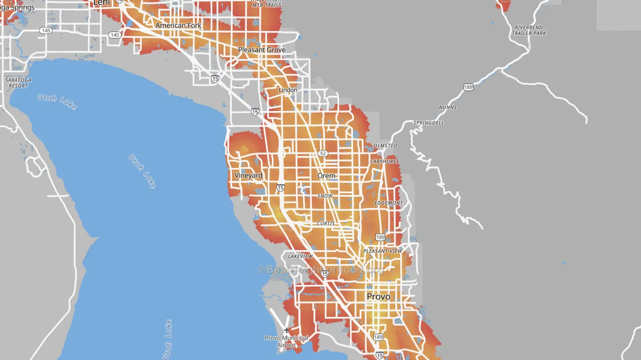Transit Grade map of Orem, UT