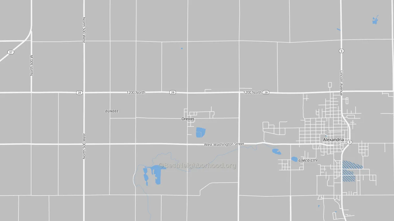 Transit Grade map of Orestes, IN