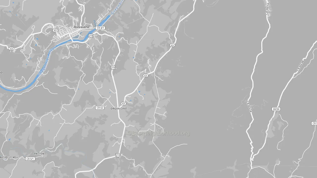 Transit Grade map of Organ Cave, WV