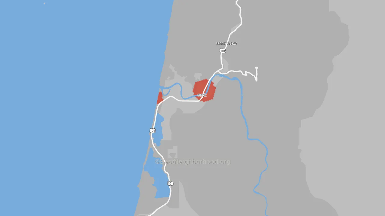 Transit Grade map of Orick, CA